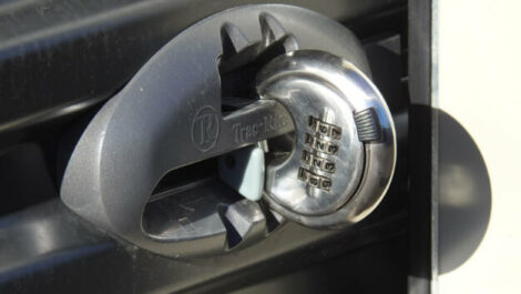 Close up of a Lock on storage at Holt-Mason Safe & Secure Storage in Mason.