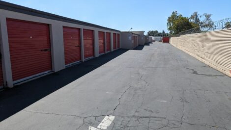 Drive-up storage units at Rocket Self Storage.