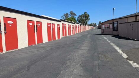 Drive up storage units at Rocket Self Storage in Vista.