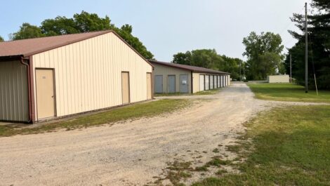 Drive up access to outdoor storage units.