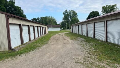 Outdoor storage units with drive-up access.