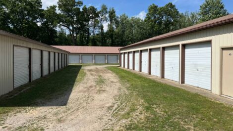 Outdoor storage units with drive up access.