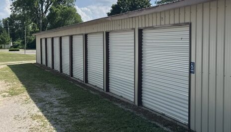 Outdoor storage units with drive up access.