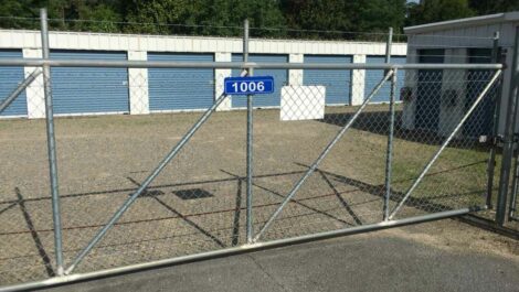 Entrance gate at Copper Safe Storage in Star City.