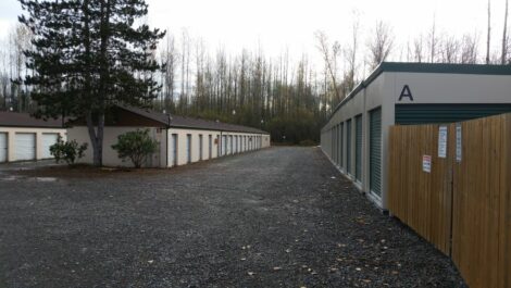 Exterior of storage units at Uncle John's RV Park and Self-Storage facility.