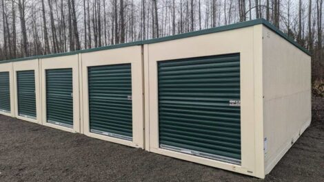 Exterior of storage units at Uncle John's RV Park and Self-Storage facility.
