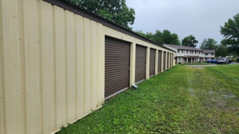 A row of drive up storage units at Cherry Tree Self Storage in Franklin, PA.