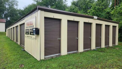 A row of drive up storage units at Cherry Tree Self Storage in Franklin, PA.