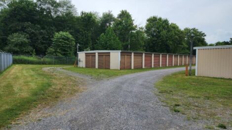 A row of drive up storage units at Cherry Tree Self Storage in Franklin, PA.
