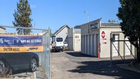 Entry gate to storage units in Loveland, CO.
