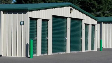 Exterior of storage units at Olympia Extra Storage facility.