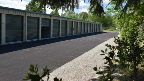 Exterior of storage units at Olympia Extra Storage facility.