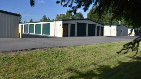 Exterior of outdoor storage units at Olympia Extra Storage facility.