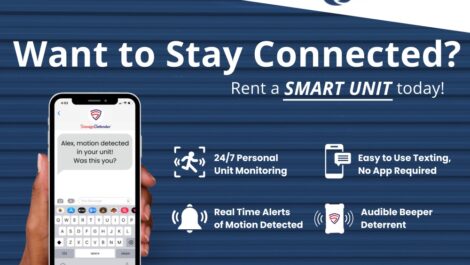 Jackson Self Storage advertising sign "Want to Stay Connected?"