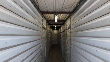 View of hallway of interior storage units at Safe-Hold Self Storage.