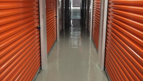 Exterior of indoor storage units at Space Self Storage - South Austin storage facility.