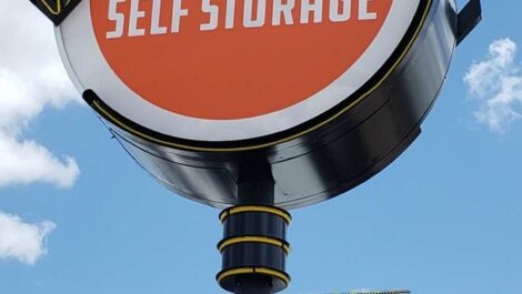 View of sign at Space Self Storage - South Austin storage facility.