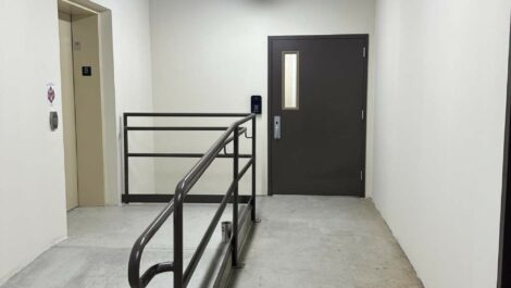 Exterior of elevator in self-storage facility.