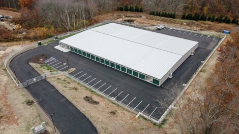 Aerial view of storage facility.