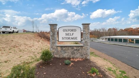Oxford Self Storage facility sign.
