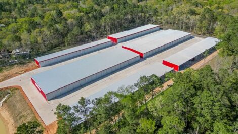 Aerial view of storage facility.