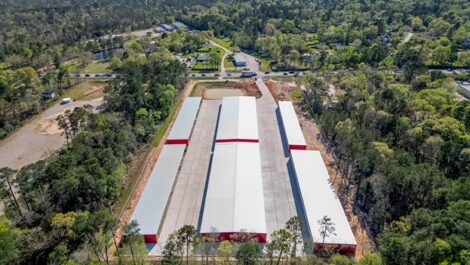 Aerial view of storage facility.