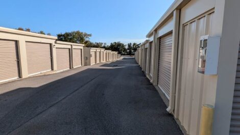Drive up storage units at Apex Self Storage.