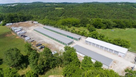 Aerial view of Muddy Man Storage, Hollister East.