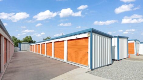 Clean paved outdoor storage units.