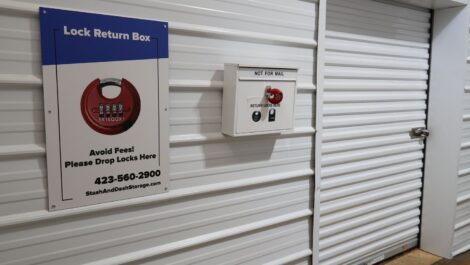 Lock return box and sign.