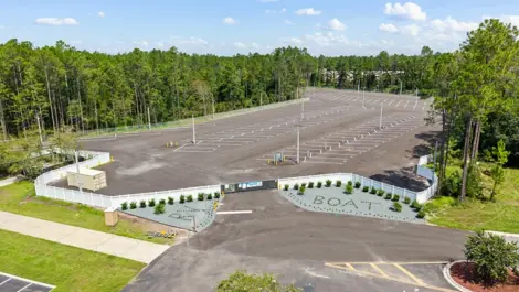 Parking lot view of Oakleaf Premier Boat RV Storage facility.