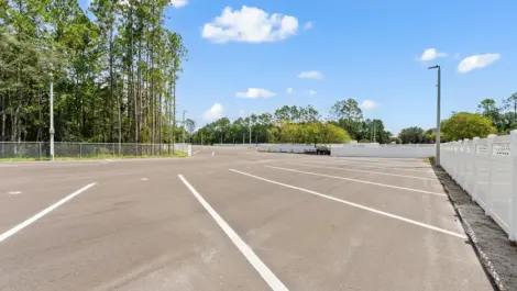 View of parking lot at Oakleaf Premier Boat RV Storage facility.