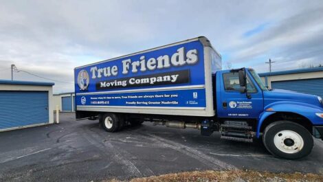 View of moving truck at True Friends Moving and Storage Facility.