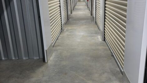 Hallway of interior storage units at 803 Storage facility.