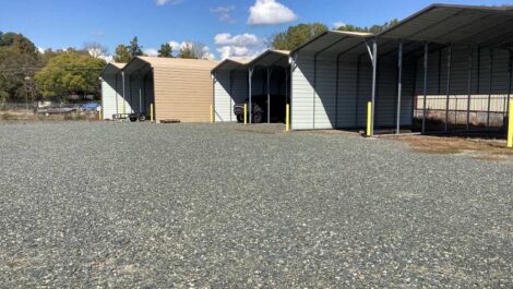 Covered RV parking at Storage on Board facility.