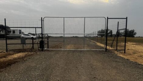Security gate at Dziuks Storage facility.