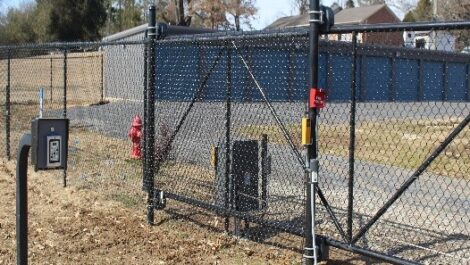 Security gate at Double F Storage.